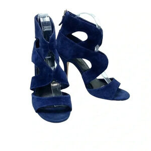 White House Black Market WHBM strappy suede Katia Caged High Heel shoe s…